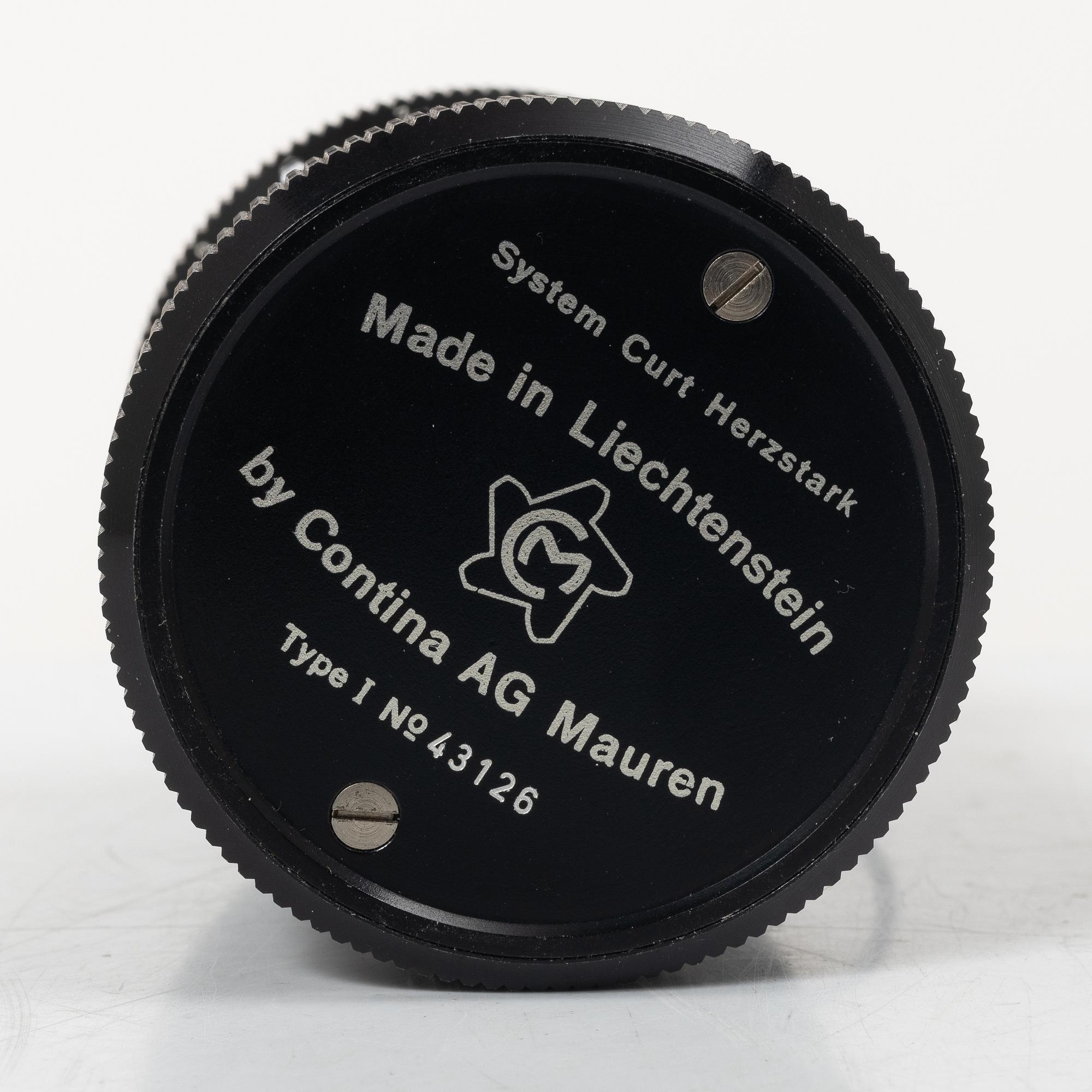 Räknemaskin, "Curta, Type I", utvecklad av Curt Herzstark, Contina AG Mauren, Lichtenstein, formgiven 1947.