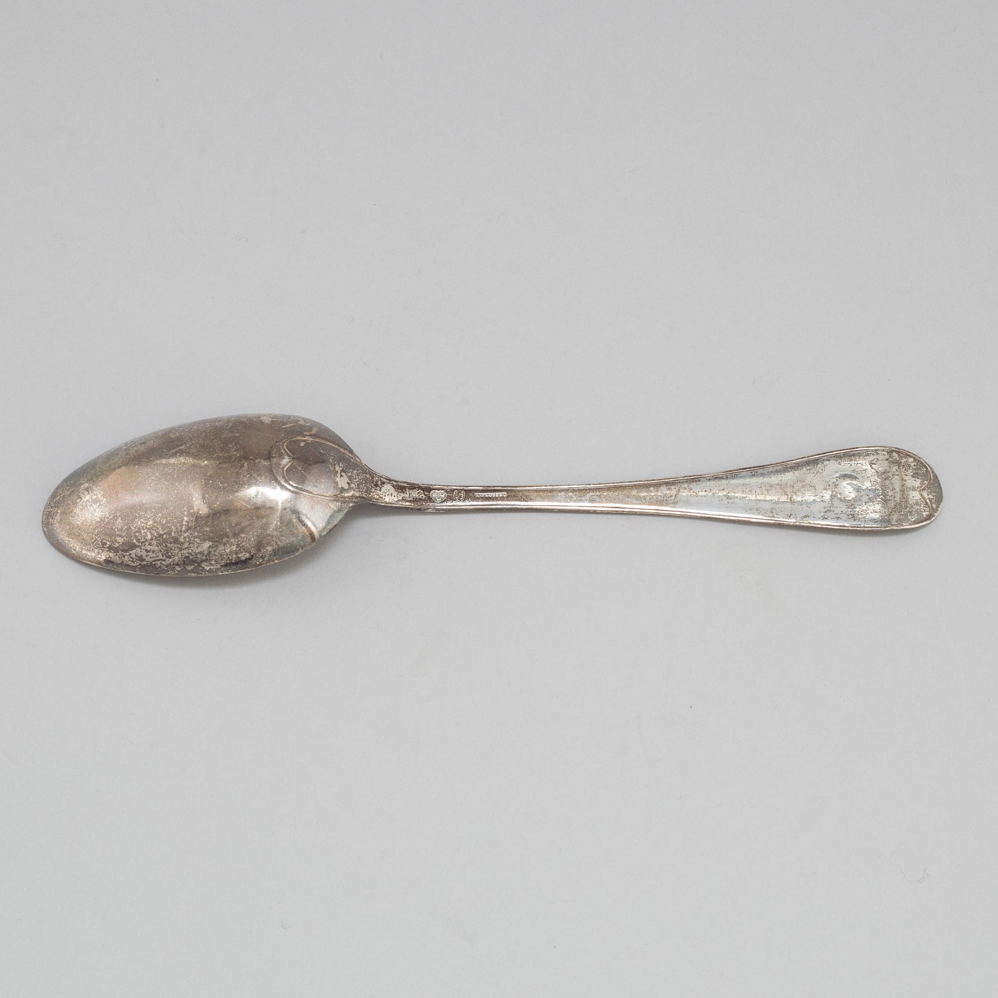 A Swedish 18th century silver serving-spoon, mark of Arvid Floberg, Stockholm 1792.