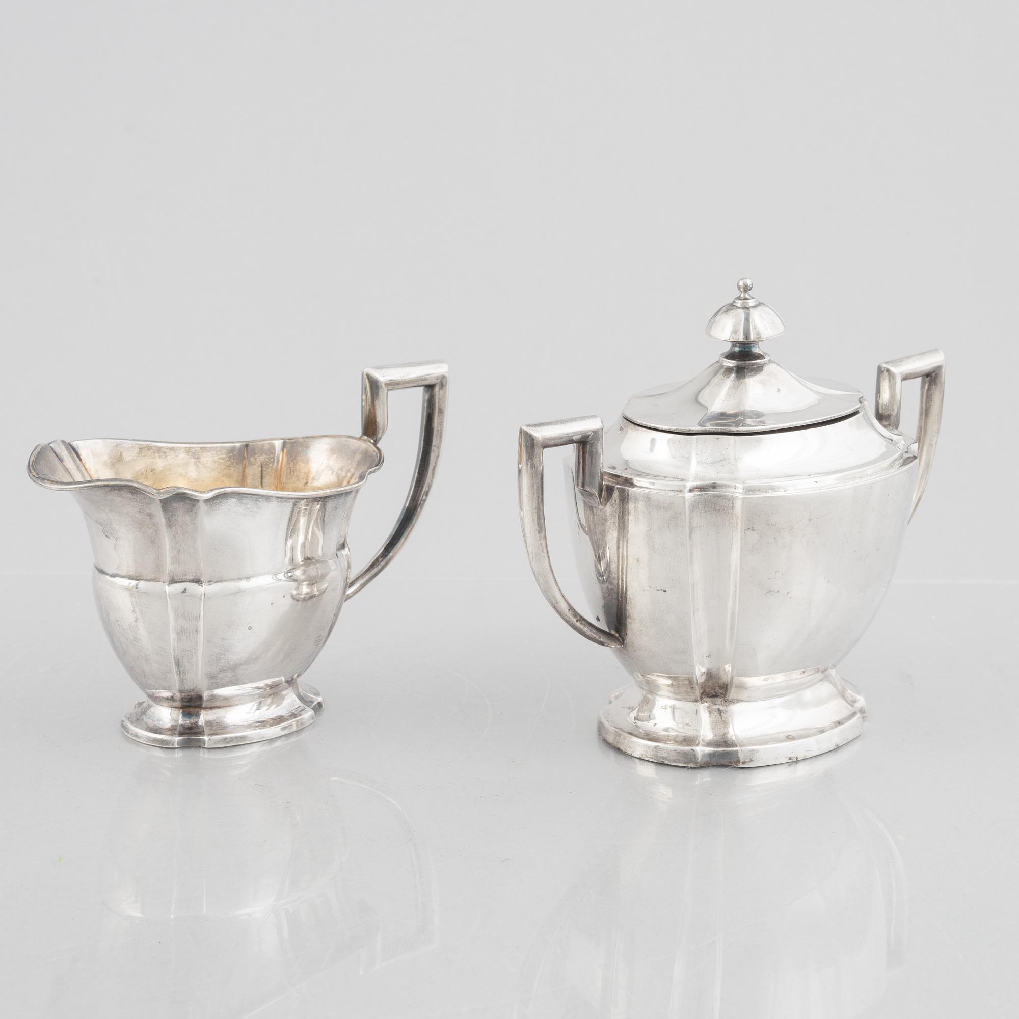A Swedish silver sugarbowl and a creamer, marks of Evald Pettersson, Skövde 1921.