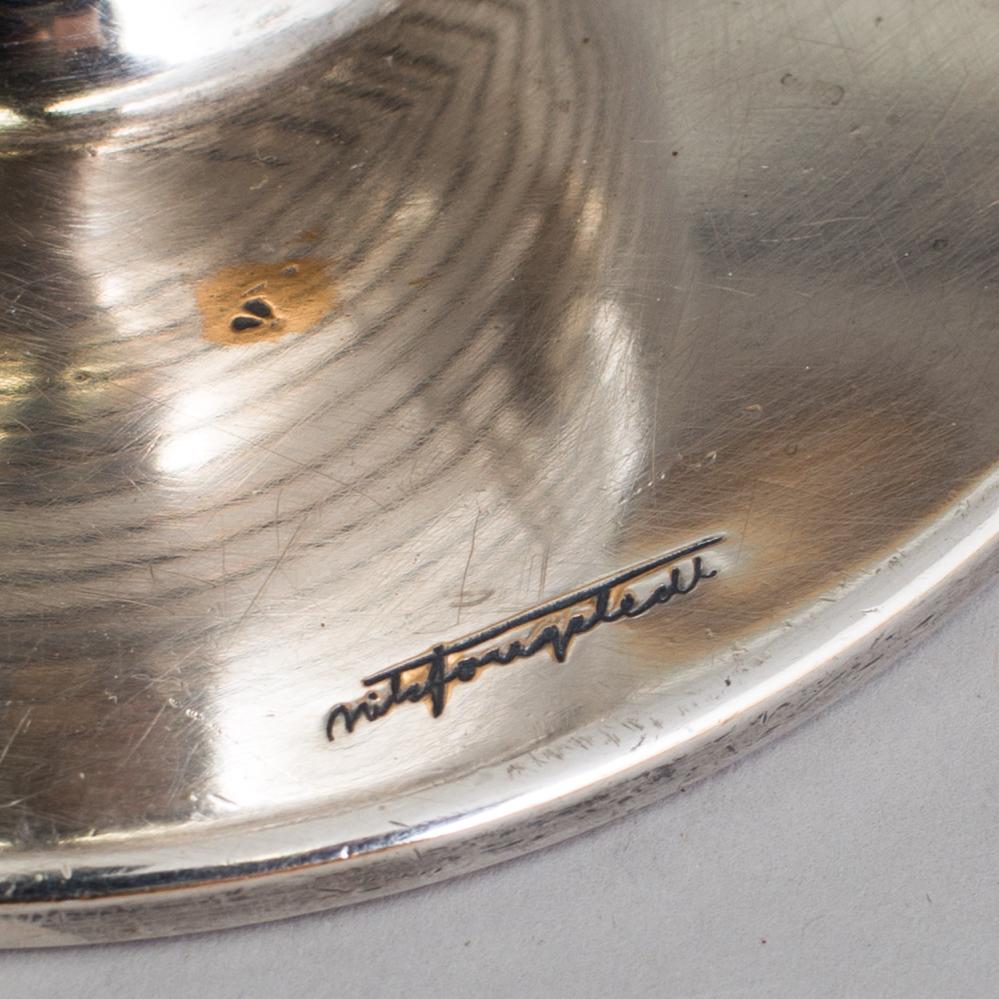 NILS FOUGSTEDT, ljusstakar, ett par, art deco, nysilver, för Fabriksaktiebolaget Kronsilver, 1930-tal.