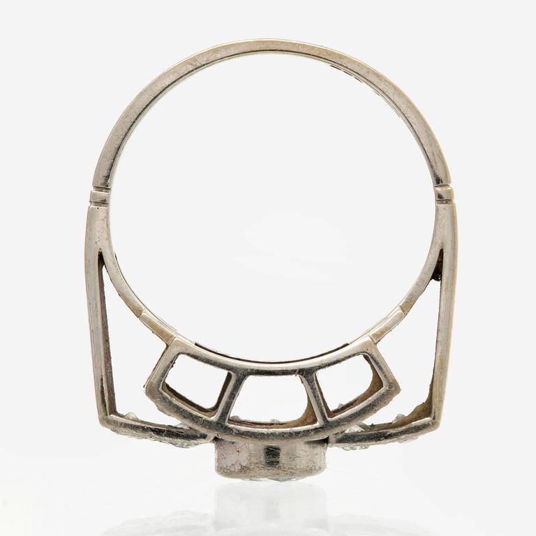 Ring 14K whitegold brilliant and single-cut diamonds approx 0,90 ct.