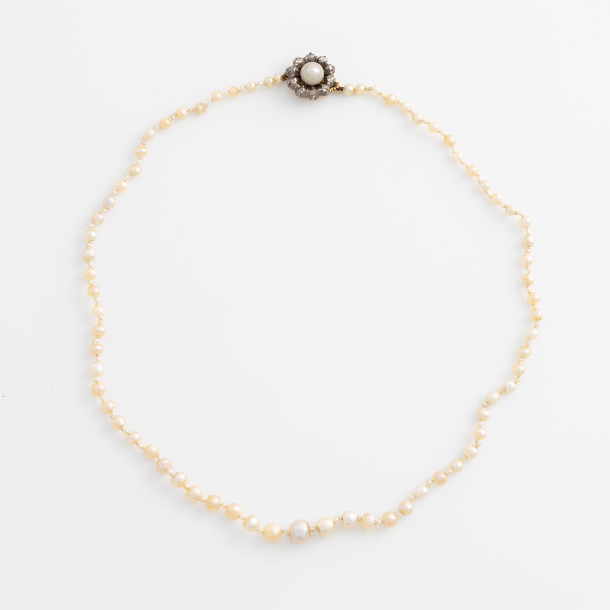 Pearl necklace, with graduated pearls.