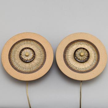 A pair of stoneware wall lamps, Søholm Stentøj, Denmark, second half of the 20th century.