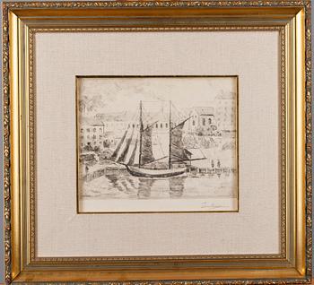 ERKKI KULOVESI, etsaus, signeerattu ja monogrammisigneerattu ja päivätty laattaan1925 .