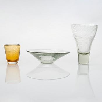 Gunnel Nyman, konstglas, 3 st. Signerade G.Nyman, Nuutajärvi/Notsjö.