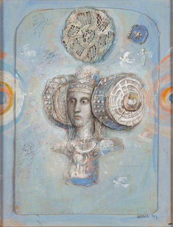 MERSAD BERBER, mixed media with collage, signed Berber and dated -90.