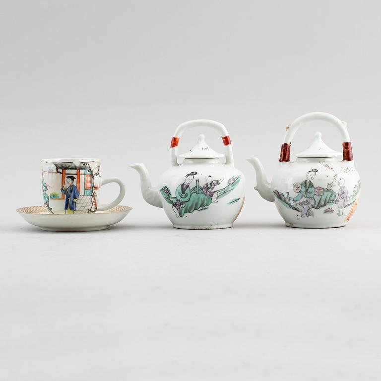 KANNOR, KOPP OCH FAT, porslin, Kina, 1700-/1800-tal.