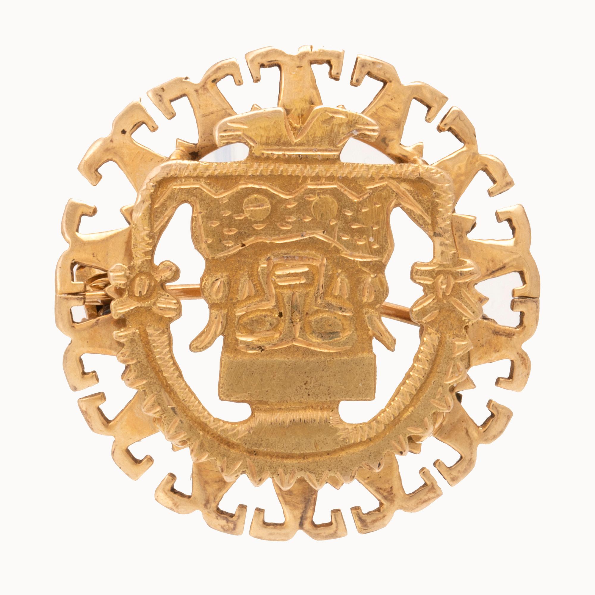 Brosch 18K guld Sydamerika.