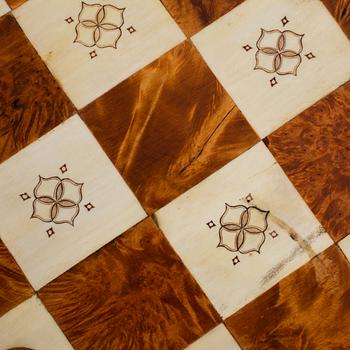 A birch and reindeer horn chessgame by Thore Sunna, before 1966, signed.