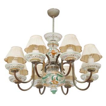 Paavo Tynell, A 1940s '1752/8' chandelier, for Taito and Kauklahden Lasitehdas. Finland.