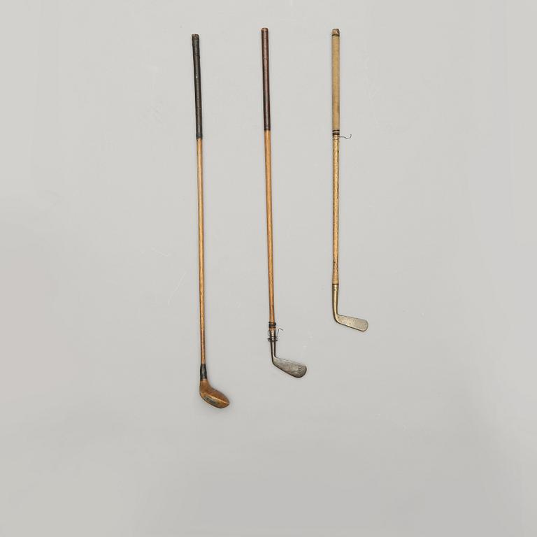 GOLFKLUBBOR, 3 st, 1900-talets första hälft.