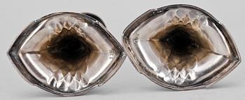 LJUSSTAKAR, ett par, försilvrad mässing, WMF, Jugend, Tyskland, 1900-talets början.