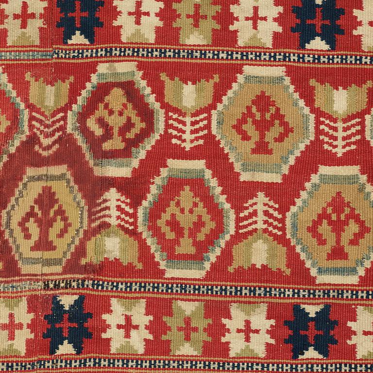A BED COVER, double-interlocked tapestry, ca 197 x 117,5 cm, Scania (Skåne)1810, probably Gärds or Villands district.
