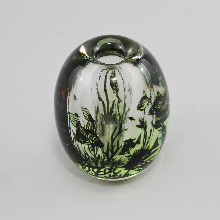VAS, glas, "fiskgraal" Edward Hald, Orrefors, omkring 1900-talets mitt.