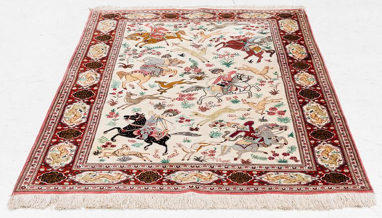 Carpet, Ghom, figural, 154 x 106 cm.