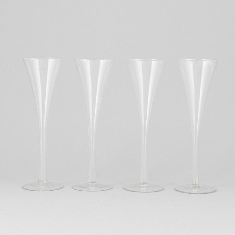 A set of four 19th century champagne flutes.