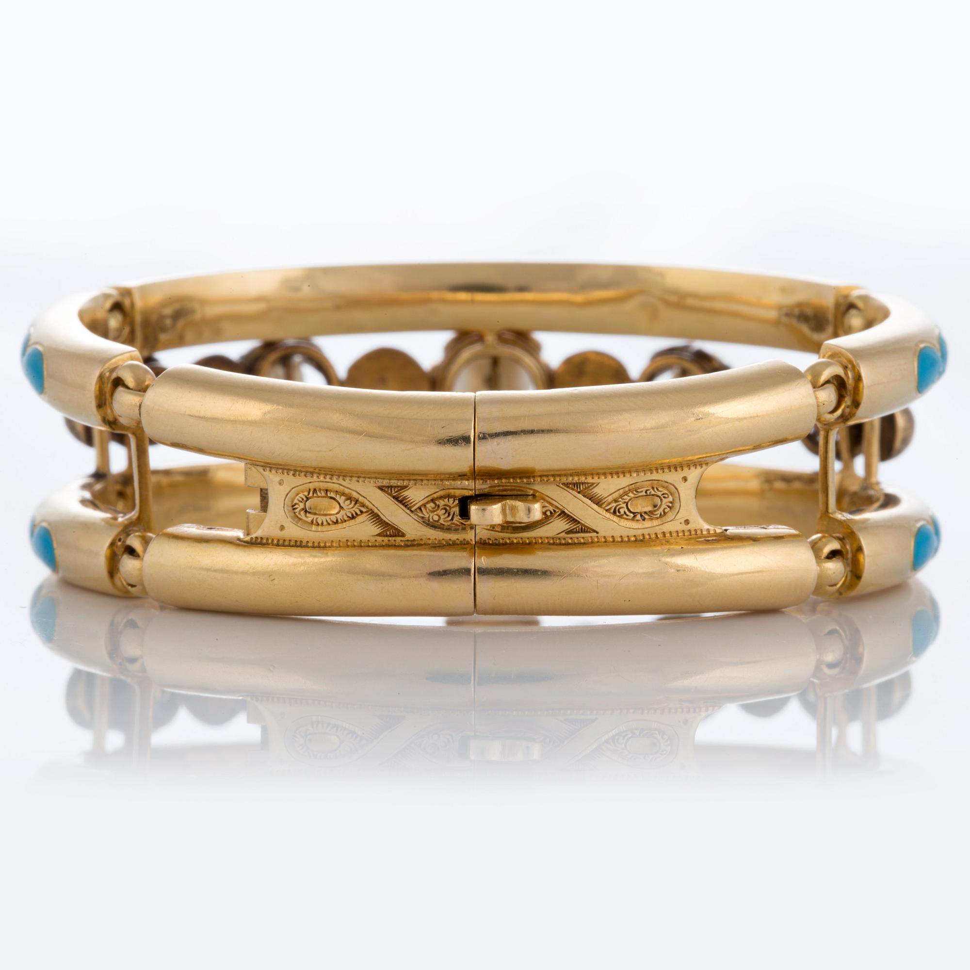 Labitte Frères armband 18K guld med emaljdekor samt rosenslipade diamanter och pärlor.