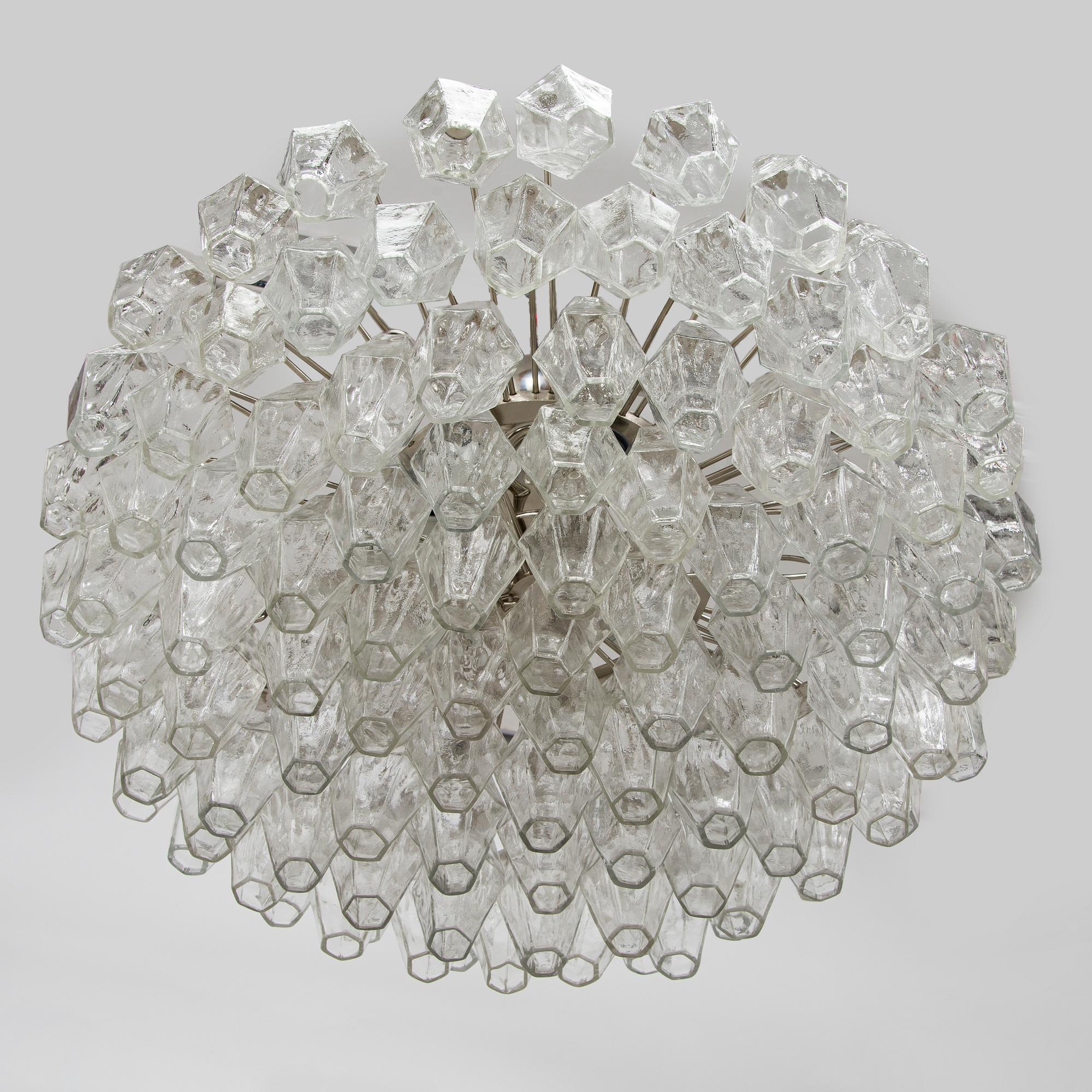 Carlo Scarpa, A1960s 'Polyhedra' chandelier for Venini Murano Italy.
