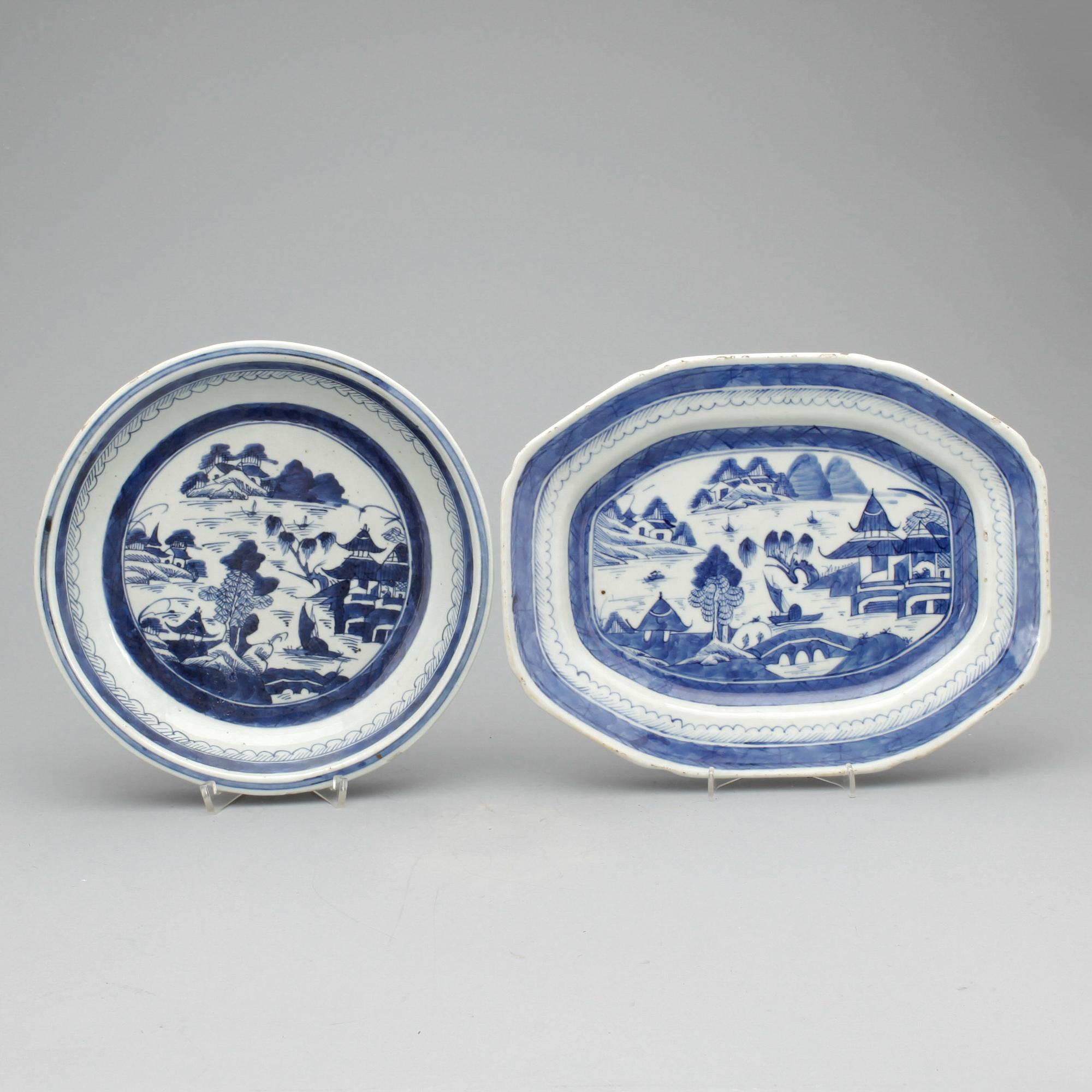 FAT, 2 st, porslin, Jiaqing, Kina, 1800-tal.