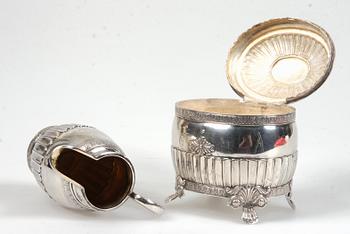 KAFFESERVIS, 3 delar, silver B Erlandsson, Göteborg, 1890-tal, ca 570 g.