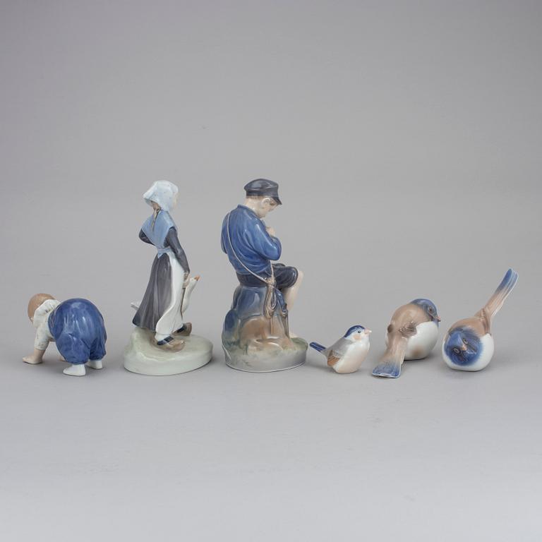 FIGURINER, 6 st, porslin, Royal Copenhagen och Bing & Gröndahl, Köpenhamn, Danmark.
