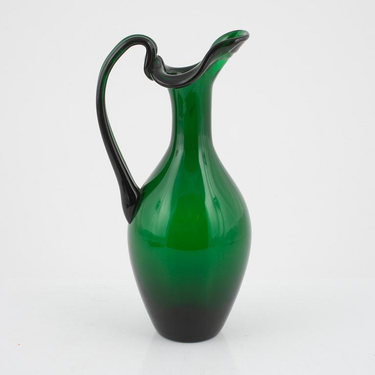 Edward Hald, a wine green glass jug, model HS 1021, Orrefors Sandvik, first half 1900's.