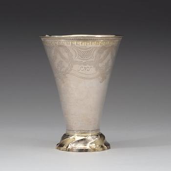 A Swedish 18th century parcel-gilt beaker, marks of Nils Grubb and Olof Grubb, Hudiksvall 1791.