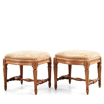 55. A pair of Gustavian late 18th century stools by Johan Hammarström (master in Stockholm 1794-1812).