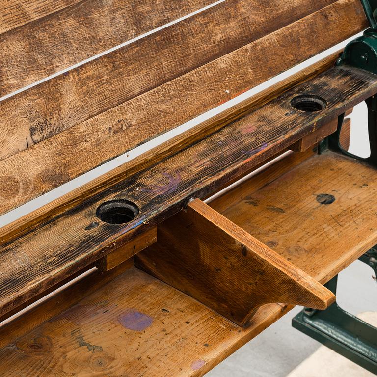 An early 1900s school bench/table.