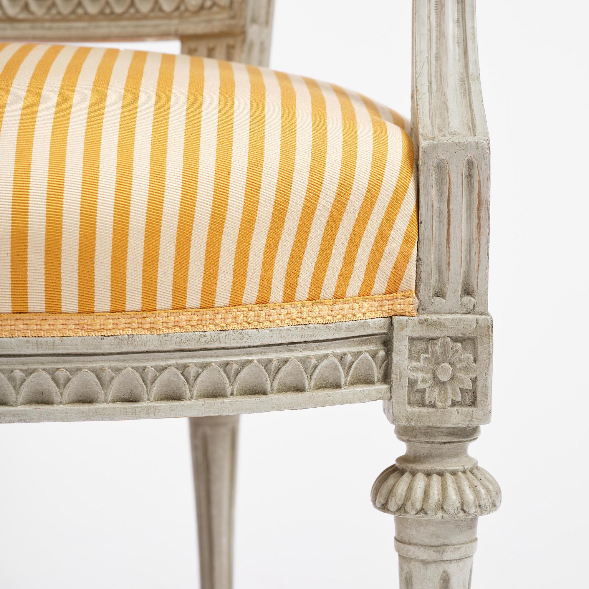 A pair of late Gustavian armchairs by E Ståhl (1797-1820).