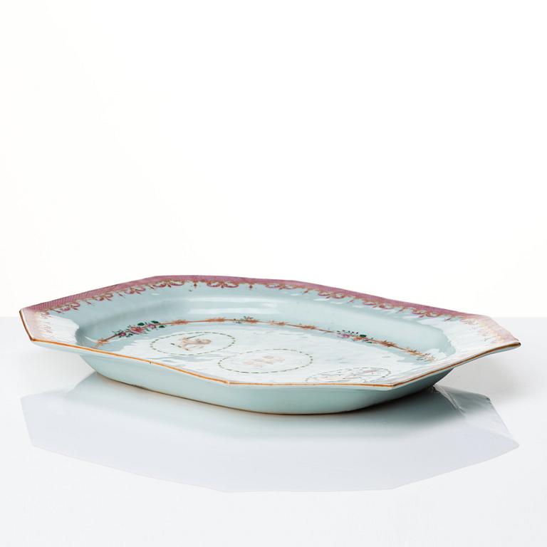 Two famille rose armorial serving dishes, Qing dynasty, Qianlong (1736-95).