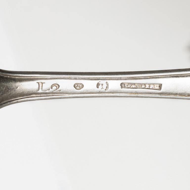 29 pieces of cutlery, various models, silver, including Anders Ulfsberg, 18th-19th century.