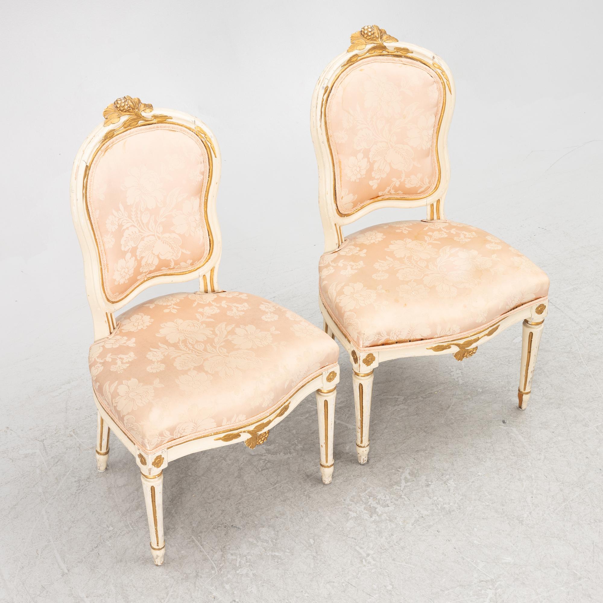 A pair of transition chairs, (Rococo-Gustavian), second half of the 18th Century.