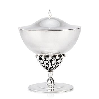 559. Johan Rohde, a lidded sterling silver bowl on a stem, Copenhagen 1945-77, design nr 43.