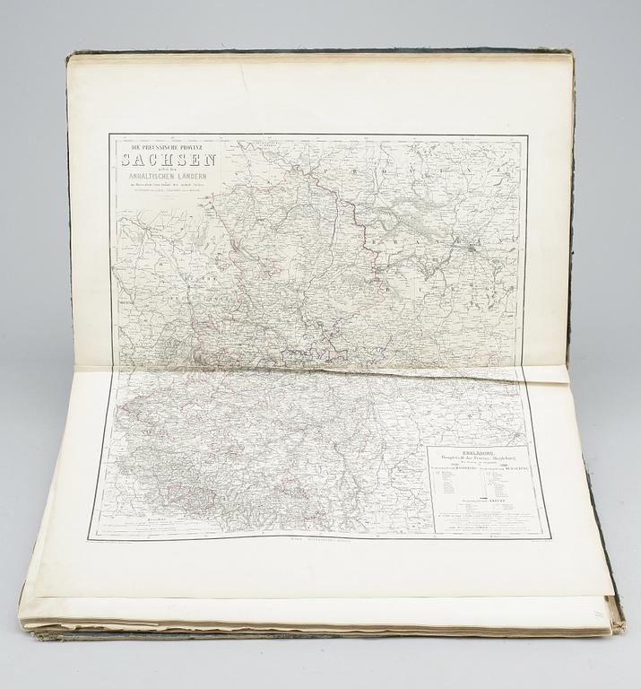 KARTBOK, "Hand Atlas; der Erde und des himmels", Zweiundvierzigste Auflage, Weimar, troligen 1880-tal.