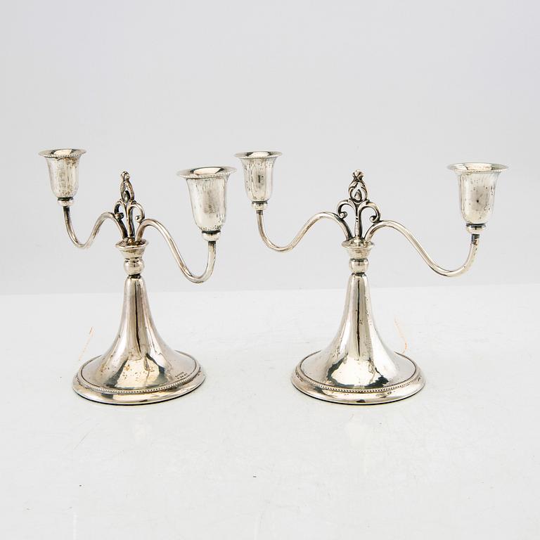 K Anderson candelabras, a pair, silver, Stockholm 1931.