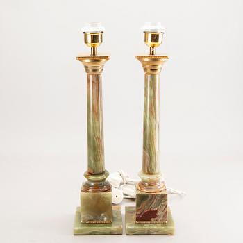 Table lamps, a pair, onyx, 70s.