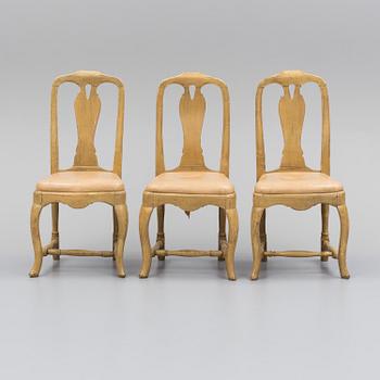 A set of three rococo chairs, 18th century.