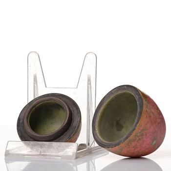 Hans Hedberg, a set of five faience sculptures of eggs, Biot, France.