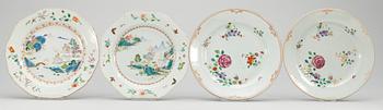142. TALLRIKAR, 4 st, porslin. (2+1+1). Qing dynastin. Qianlong (1736-95).