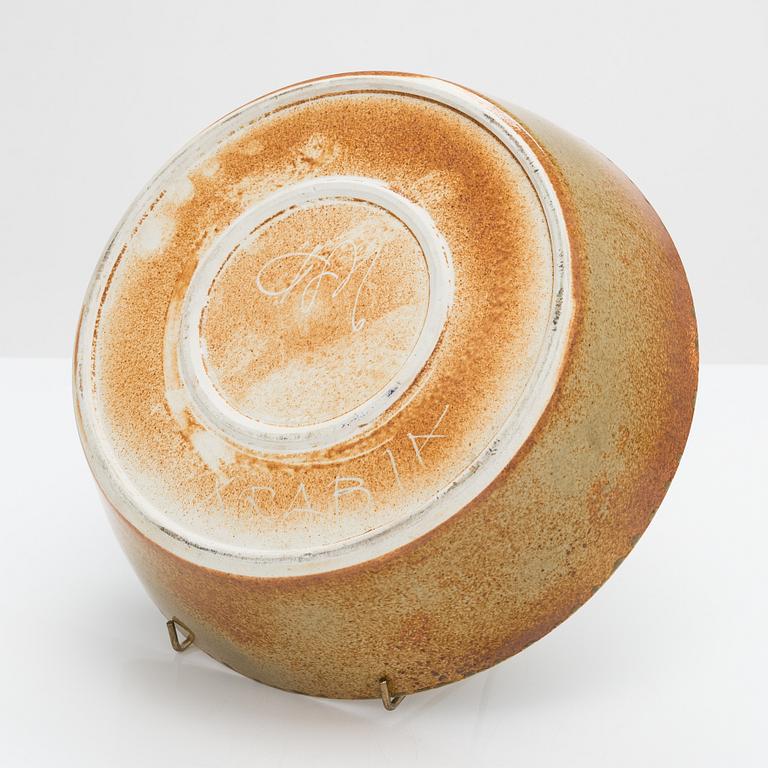 Toini Muona, A ceramic bowl, signed TM, Arabia. Finland.