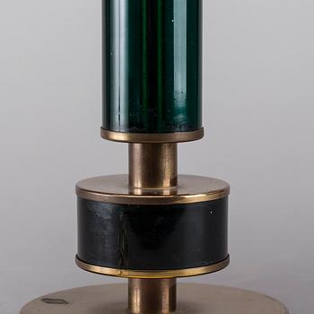 A BRASS AND GLASS TABLE LAMP, second half of the 20th century.