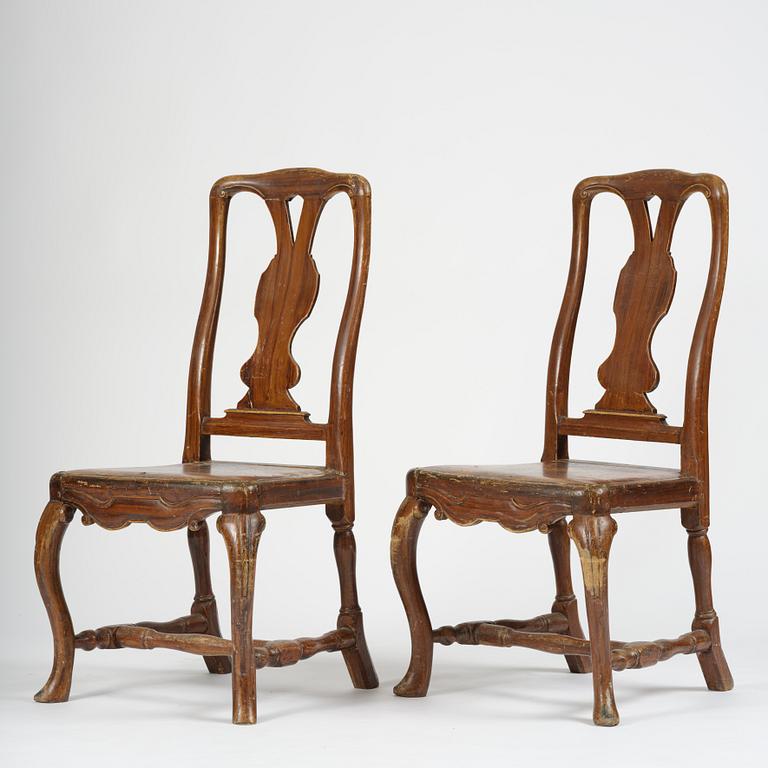 Stolar, ett par, Stockholmsarbeten, 1700-talets mitt, Senbarock.