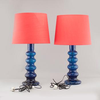 One pair of glass table lamps, probably Luxus, 1960s/70s.