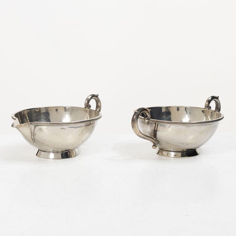 Grädd- och sockerskål, silver, J. Tostrup, Oslo, Norge, 1900-tal.