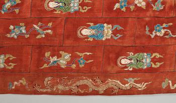 An embroidered silk piece/dhoti, Tibet, circa 1900.