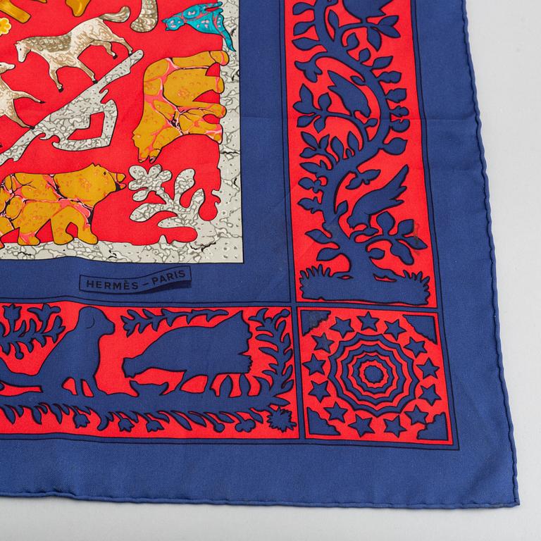 Hermès, an 'Early America' silk scarf.