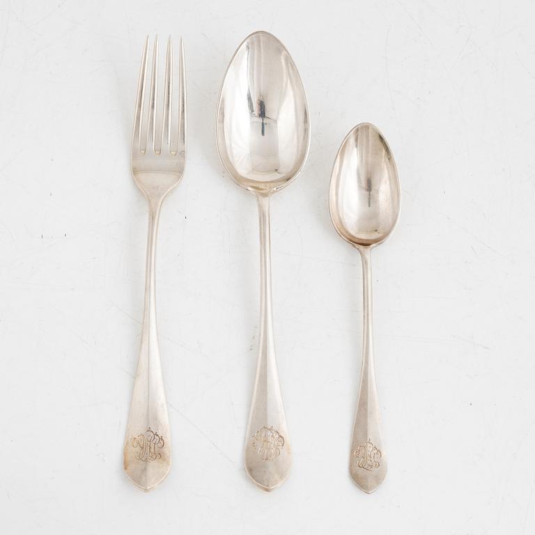 A 36-piece silver cutlery service, Gustav Möllenborg, Stockholm, 1892-95.