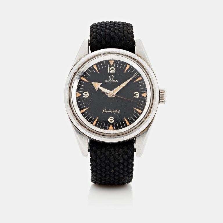 OMEGA, Railmaster, "Broad Arrow hands", "Naiad crown".