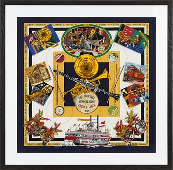 Hermès, a 'New Orleans Creole Jazz' silk scarf.